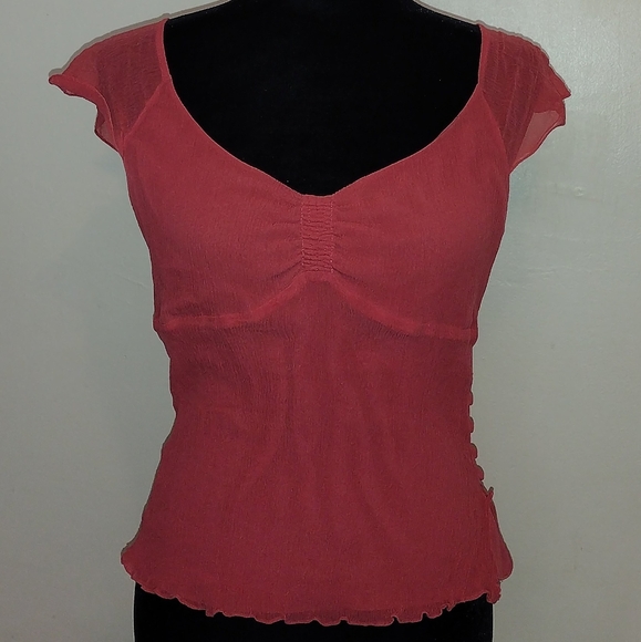 Dkny Tops - City DKNY (12) Pink Silk Cap Sleeve Blouse